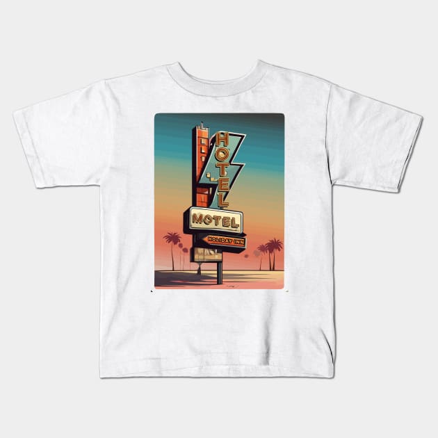 Hotel Motel Holiday Kids T-Shirt by elmejikono